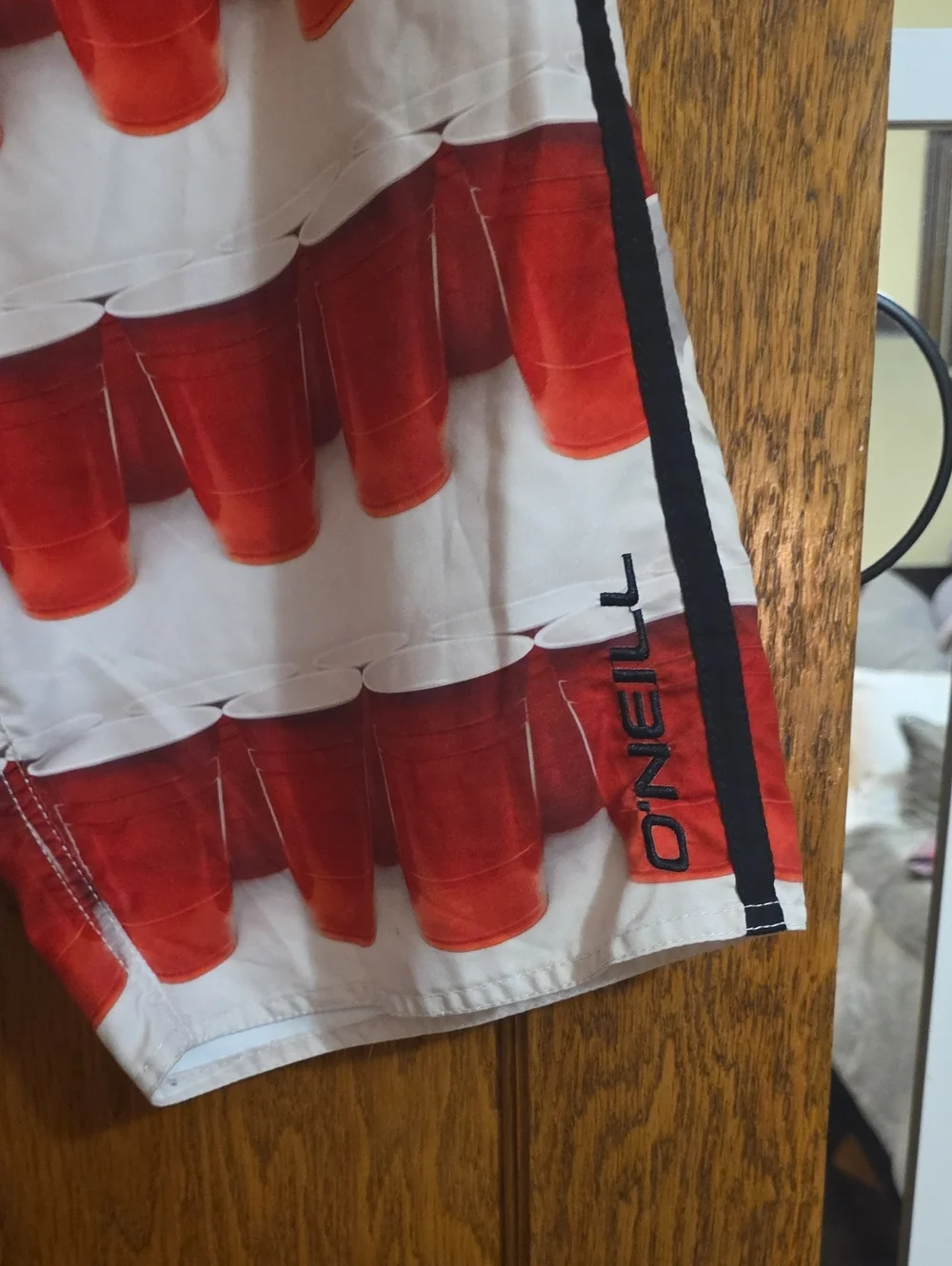 O'Neill Men's Red/White/Blue Flag Print Swim Shorts